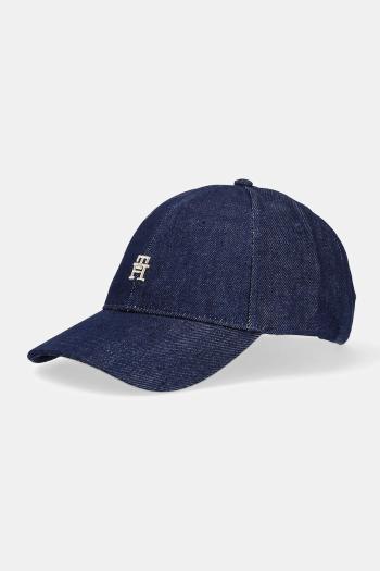 Džínsová šiltovka Tommy Hilfiger tmavomodrá farba, s nášivkou, AW0AW17137