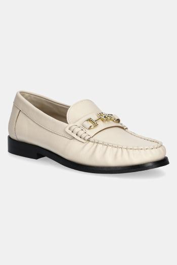 Kožené mokasíny Tommy Hilfiger SOFT LEATHER HORSEBIT LOAFER dámske, béžová farba, na plochom podpätku, FW0FW08414