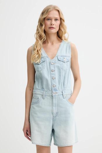 Rifľový overal Levi's VEST ROMPER bavlnené, v výstrih, 001WM