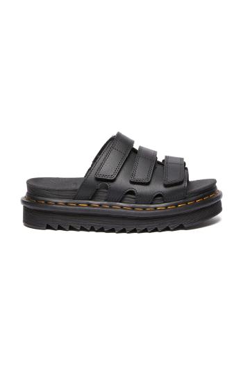 Kožené šľapky Dr. Martens Raine dámske, čierna farba, na platforme, DM40522001