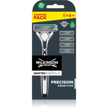 Wilkinson Sword Quattro Titanium Sensitive holiaci strojček + náhradné hlavice 1 ks