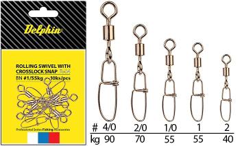 Delphin obratlík s karabínou rolling swivel with crosslock snap b-04 - veľkosť 4/0 / nosnosť 90 kg