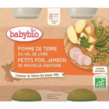 BABYBIO menu zemiaky a hrášok so šunkou 2x200 g