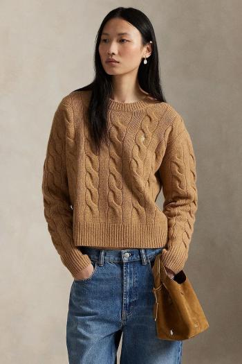Vlnený sveter Polo Ralph Lauren béžová farba, 211A91216