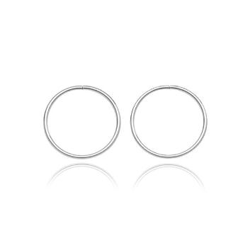 Náušnice zo striebra 925 - úzke lesklé kruhy, 14 mm