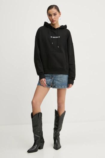 Bavlnená mikina Guess Jeans dámska, čierna farba, s kapucňou, s nášivkou, W5RQ27 K68I4