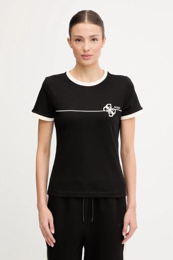 Tričko Guess CARMEN dámske, čierna farba, V5YI01 J1314
