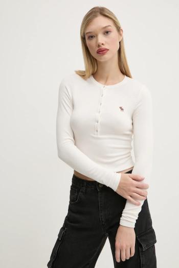 Tričko s dlhým rukávom Abercrombie & Fitch dámske, béžová farba, KI139-4667