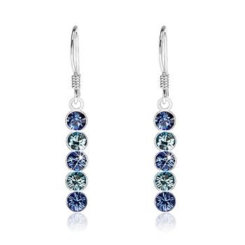 Visiace náušnice, striebro 925, krištále Swarovski v odtieňoch modrej farby