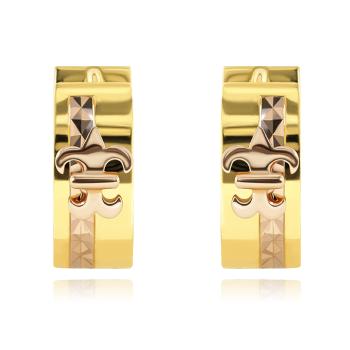 Okrúhle zlaté náušnice 14K s Fleur de Lis