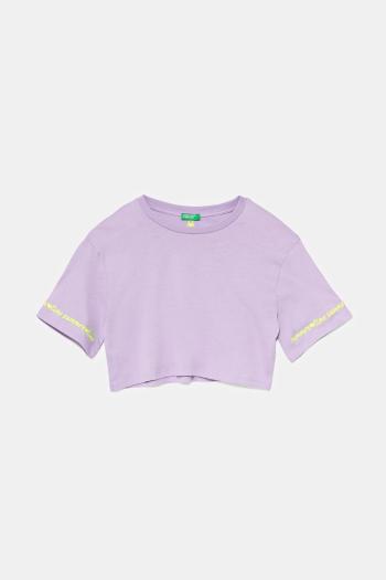 Detské bavlnené tričko United Colors of Benetton fialová farba, 3096C10PC