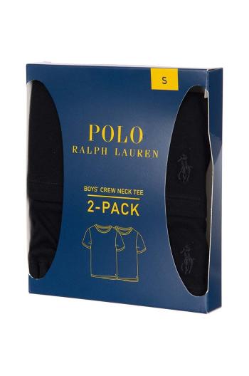 Pyžamo Polo Ralph Lauren 2-pak čierna farba, jednofarebný