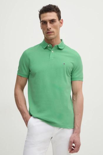 Polo tričko Tommy Hilfiger pánske, zelená farba, vzorované, MW0MW17770