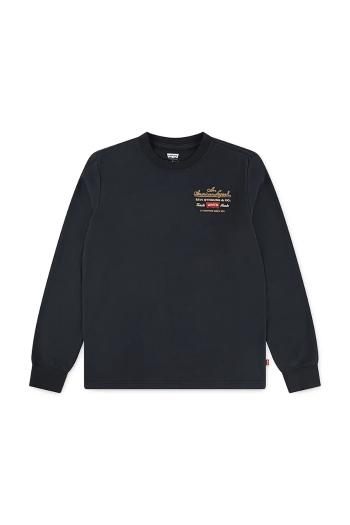 Detské tričko s dlhým rukávom Levi's LEGENDARY LS TEE čierna farba, s nášivkou, 8EN715