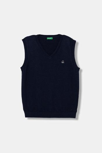 Detská bavlnená vesta United Colors of Benetton tmavomodrá farba, ľahká, 120YC400O