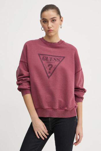 Bavlnená mikina Guess Originals dámska, bordová farba, s potlačou, W5RQ14 K68I1