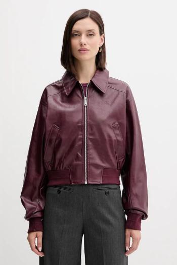 Bunda Calvin Klein Jeans bordová farba, prechodná, LV047C518G