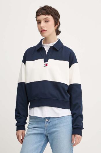 Mikina Tommy Jeans dámska, tmavomodrá farba, vzorovaná, DW0DW18705