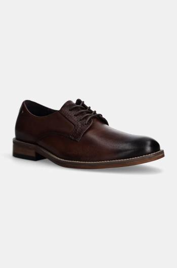 Kožené poltopánky GOE pánske, hnedá farba, OO1N4014 BROWN