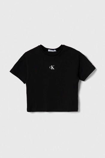 Detské bavlnené tričko Calvin Klein Jeans čierna farba