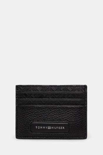 Kožené puzdro na karty Tommy Hilfiger čierna farba, AM0AM13250
