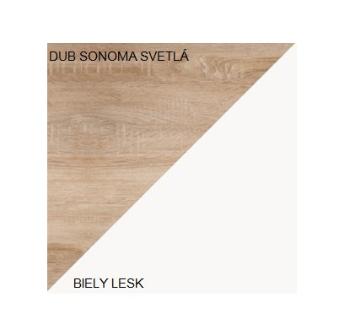 ArtCross Šatníková skriňa STELLA  | STE-05 Farba: Dub sonoma svetlá / biely lesk