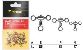 Delphin obratlík cross-line rollin t swivel 10 ks - veľkosť 4 nosnosť 23 kg