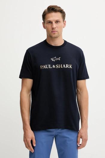 Bavlnené tričko Paul&Shark Knitwear pánske, tmavomodrá farba, s potlačou, 99311007