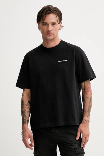Bavlnené tričko Abercrombie & Fitch pánske, čierna farba, s potlačou, KI123-5060