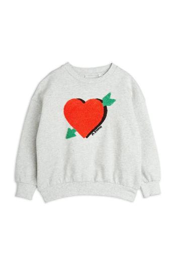 Detská bavlnená mikina Mini Rodini Arrowed heart šedá farba, s nášivkou, 2522012394