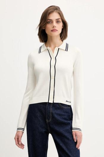 Kardigán s prímesou vlny Guess Jeans béžová farba, ľahký, W5YR32 Z3HO2