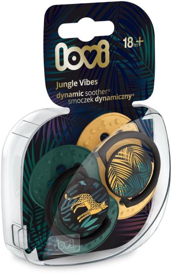 Cumi LOVI Jungle Vibes szilikon dinamikus cumi 18 m+, sárga/zöld 2 db