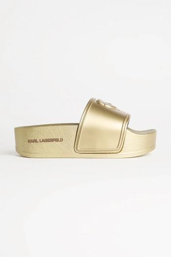 Šľapky Karl Lagerfeld KONDO MAXI dámske, zlatá farba, na platforme, KL80819M