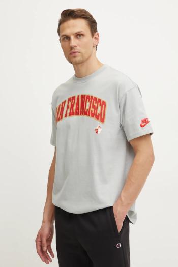Bavlnené tričko Nike San Francisco 49ers pánske, šedá farba, s potlačou, 01AY-09D-73V-NP1