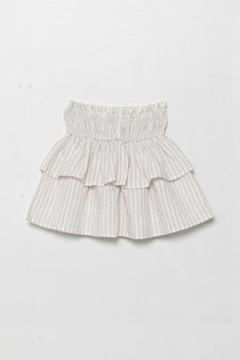 Detská ľanová sukňa United Colors of Benetton béžová farba, mini, áčkový strih, 4Q1NC0023