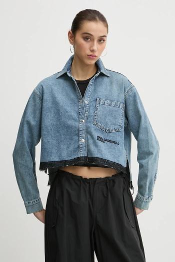Bavlnená košeľa Karl Lagerfeld Jeans dámska, voľný strih, s klasickým golierom, A1W11034