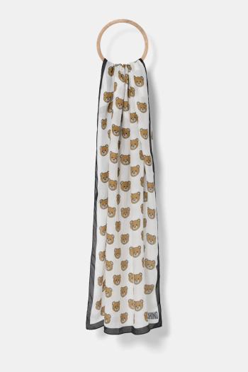 Šál Moschino biela farba, vzorovaný, M5217 0E5169
