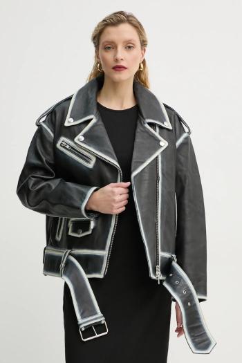 Kožená bunda Stand Studio Irene Jacket dámska, čierna farba, prechodná, 62272-7030