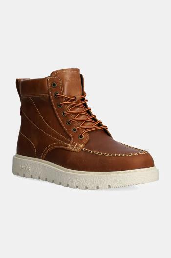 Kožené členkové topánky Levi's ABNER RED TAB pánske, hnedá farba, 000FD-0002