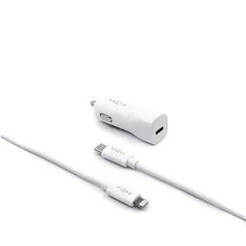 FIXED Car s USB-C výstupem a USB-C/Lightning kabelu podpora PD 1m  MFI 18W bílá (FIXCC18-CL-WH)