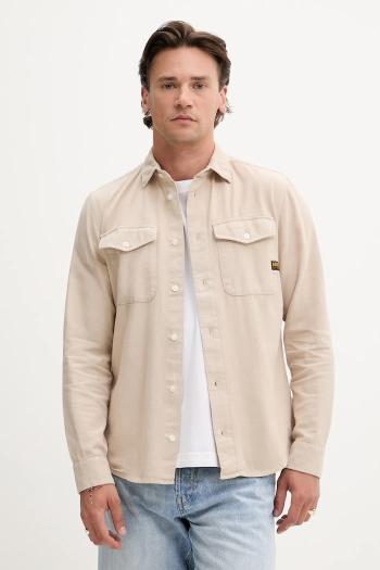 Bavlnená košeľa G-Star Raw zelená farba, regular, s klasickým golierom
