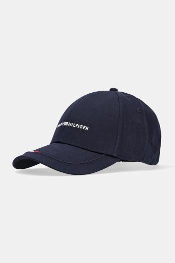 Bavlnená šiltovka Tommy Hilfiger tmavomodrá farba, s nášivkou, AM0AM13001