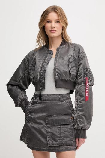 Bunda Alpha Industries MA-1 Vintage Cropped Wmn šedá farba, prechodná, oversize, 156002