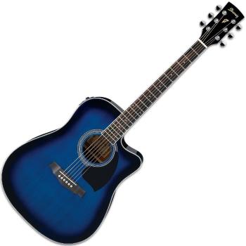 Ibanez PF15ECE-TBS Transparent Blue Sunburst Elektroakustická gitara Dreadnought