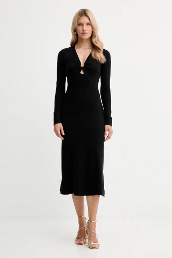 Šaty Twinset čierna farba, midi, áčkový strih, 252TP3140