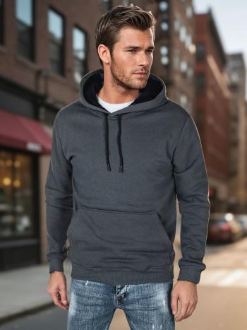 Pánska basic mikina s kapucňou, tmavošedá Dstreet BX5863