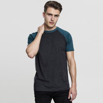 Pánske tričko Urban Classics Raglan Contrast Tee charcoal/teal - 2XL