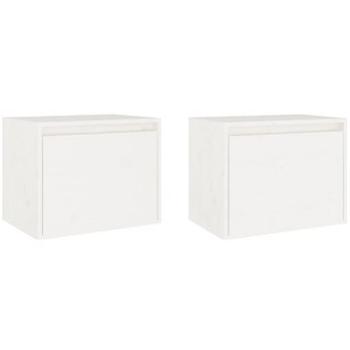Shumee - Nástenné, 2 ks, biele, 45 × 30 × 35 cm, masívne borové drevo, 813438