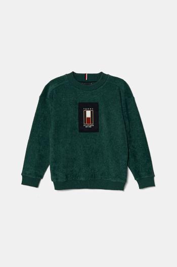 Detský sveter Tommy Hilfiger zelená farba, KB0KB09186