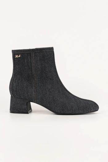 Kožené členkové topánky Karl Lagerfeld BONNIE čierna farba, na podpätku, KL30351A